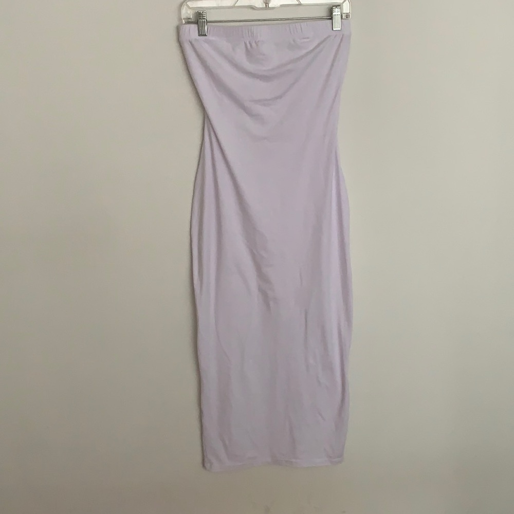 White tube top body con dress long